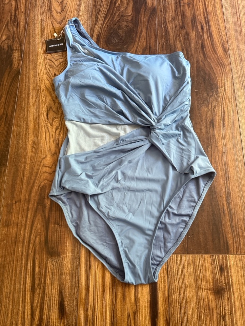 Aidonger Mesh Tummy Control One Shoulder with Twist Knot
